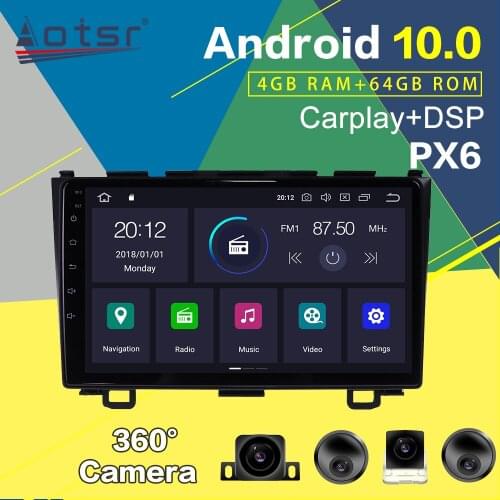 Car DVD Player For Honda CRV 2006-2012 GPS Navigation Android Multimedia Player 64G PX6 Auto Stereo Video Audio Head Unit DSP 2K