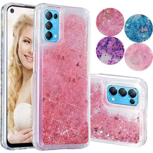 Glitter Liquid Cases for OPPO Reno5 Pro 2Z 2F 3 Pro Reno4 Pro 10X Reno4 Z Silicone Cover OPPO Find X3 Lite X2 NEO X2 Lite Fundas