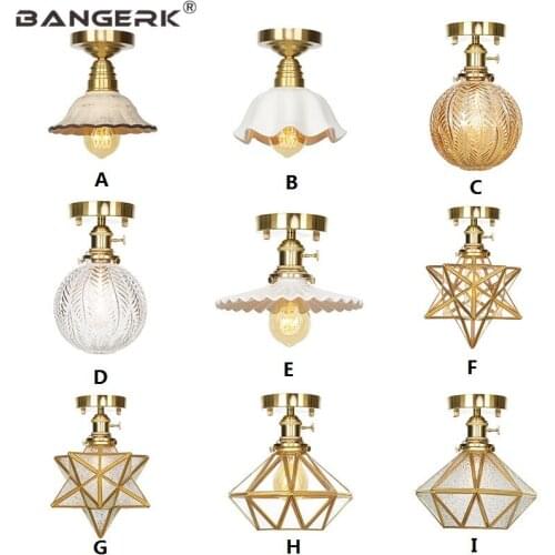 Modern More Style Copper Ceiling Lamp LED Edison Loft Decor Brass Ceramic Glass Ceiling Lights Antique Home Lighting Fixtures