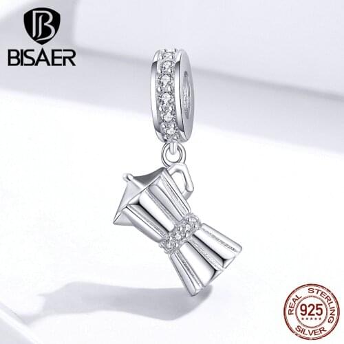 Cup Beads BISAER 925 Sterling Silver Coffee Cups Floats Cafe Beads Charms fit charms Bracelets silver 925 original jewelry