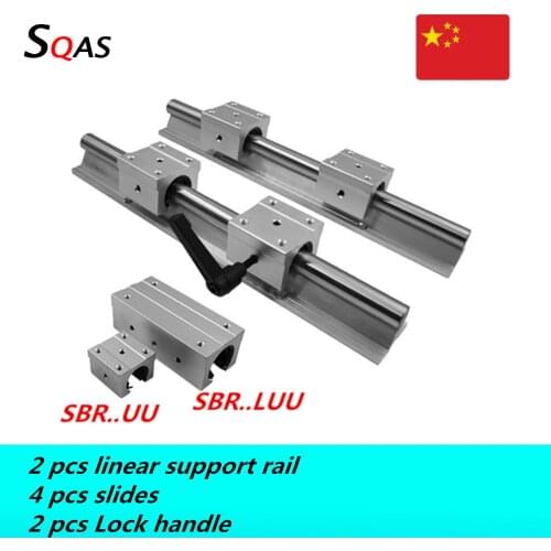 Fast deliver linear support rail 2 pcs SBR20 / SBR25 1500mm-2600mm length +4 pcs slides carriages for CNC