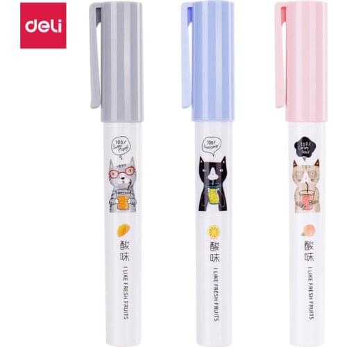 Deli 1pcs Kawaii Rotary Eraser Student Creative Cartoon Cute Pencil Correction with 2 Eraser Refill For School Office Stationery