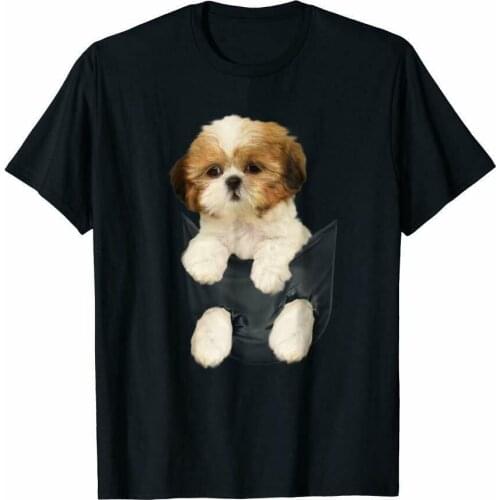 Shih Tzu Puppy In Pocket T-Shirt Vintage Gift Mens Tee Summer Cotton Short Sleeve O-Neck Unisex T Shirt New S-3XL