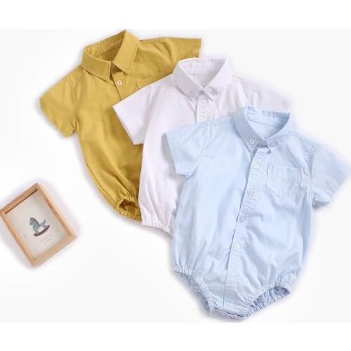 Baby Boy Shirt Newborn Cotton Short Sleeve Romper
