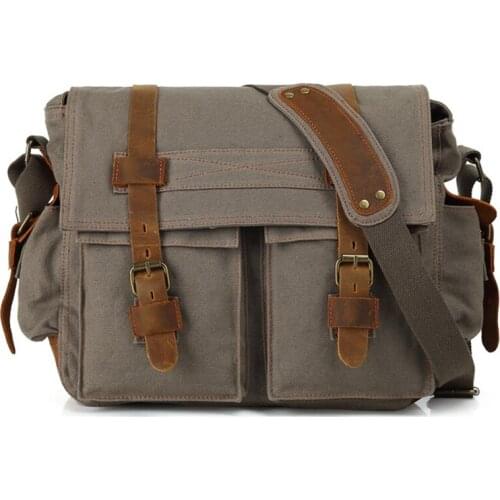 Canvas Men Briefcase Shoulder Messenger Laptop Bag Retro Business 15.6" Computer Bandolera Hombre Office Travel Bolsa Masculina