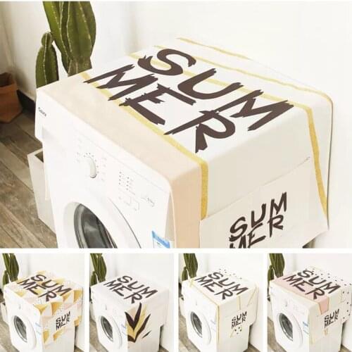Letter cotton and linen Drum Washing Machine Cover single double Door Refrigerator Cover bedside table Dust Cover