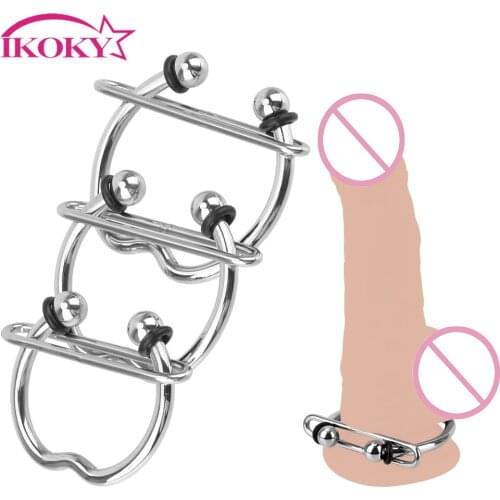 IKOKY Adjustable Cock Ring Penis Ring Sex Toys For Men Male Sex Tools For Couples Chastity Cage Scrotum Bondage Stainless Steel