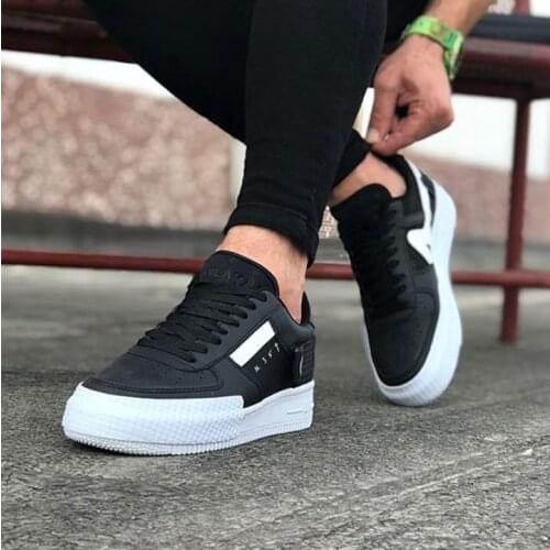 Wagoon WG028 Black Cok Painted Lace-Up Thick Sole Casual Men Shoes