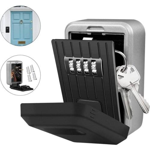 Wall Mounted Key Safe Box Mini Storage Keybox Key Storage Lock Box with 4 Digit Combination Waterproof Cover For Outdoor Use