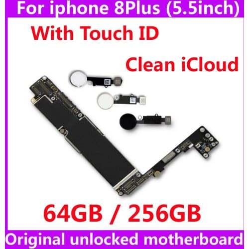 Original motherboard with / NO touch ID For iphone 8 Plus 64GB 256GB For Apple IOS system Unlocked mainboard for iphone 8Plus