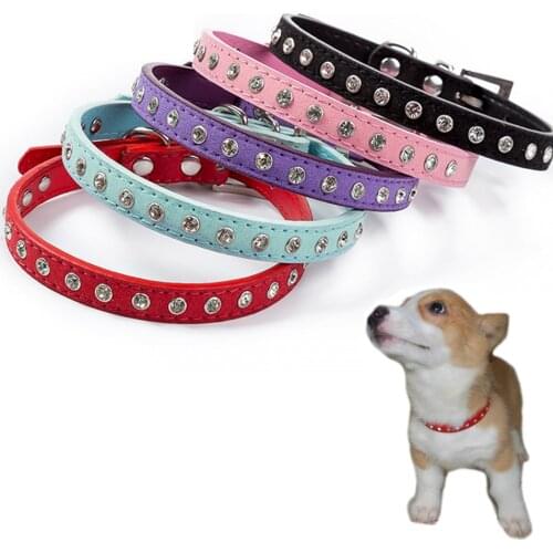 Pet Collars Super Shining Diamond Rhinestone Cat Collar Puppy Smalls Dog PU Leather Necklace Kitten Neck Strap Accessories