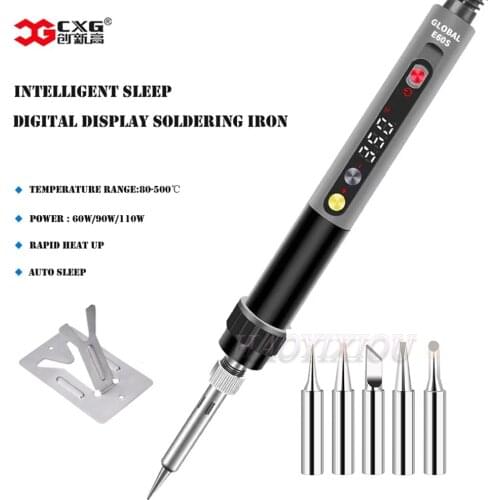 New CXG Electric Soldering Iron Rework Tool Welding Equipment Intelligent Sleep Digital Display Solder Station E60S 60W 110W