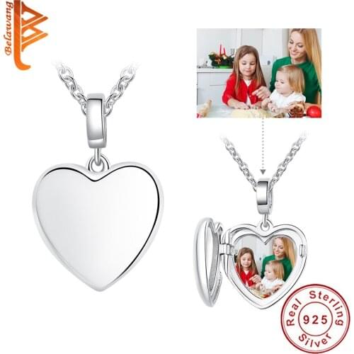 Personalized Custom Photo 925 Sterling Silver Opening Heart Charm Bead Necklace For Woman DIY Jewelry Making Birthday Gift