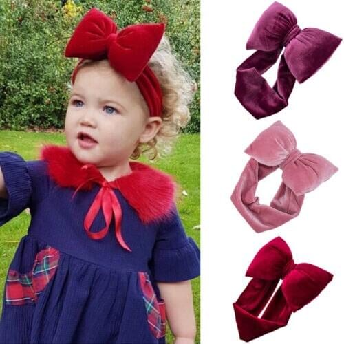 Pudcoco 2020 Kids Girls Baby Toddler Bow Headband Solid Hair Band Accessories Headwear Head Wrap Photo Props Bowknot Accessories
