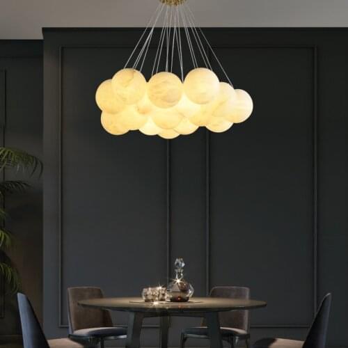 Simple dining room villa model room living room post-modern light luxury marble chandelier