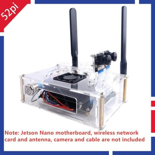 52pi NVIDIA Jetson Nano B01 Developer Kit Clear Acrylic Case for Jetson Nano with Cooling Fan
