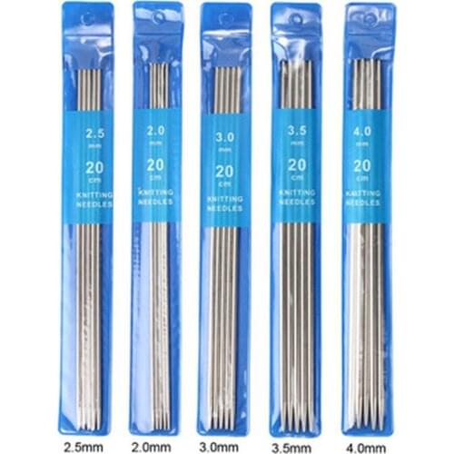 5Pcs/set 20cm Straight Knitting Needles Stainless Steel Crochet Hook DIY Sweater Weave Knitting Tools Size 2-4mm