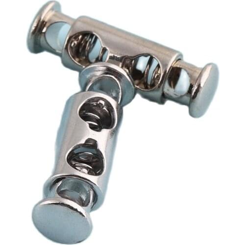 Silver Cord Locks Toggle 4mm Metal Rope Cord Stopper Alloy End Stopper Double holes Cord Adjuster Cord Toggle Lock Rope Toggle