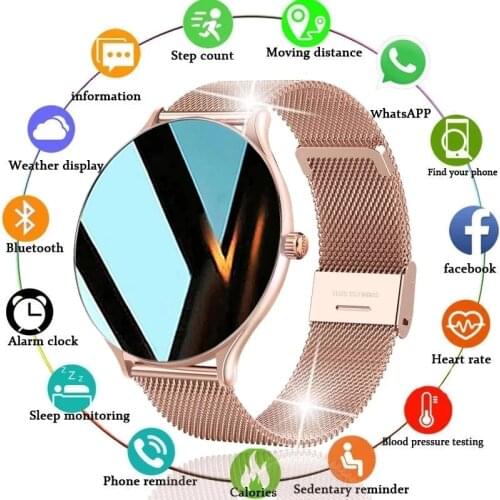 LIGE New Women Smart Watch Woman Fashion Watch Heart Rate Sleep Monitoring For Android IOS Waterproof Ladies Smartwatch+gift
