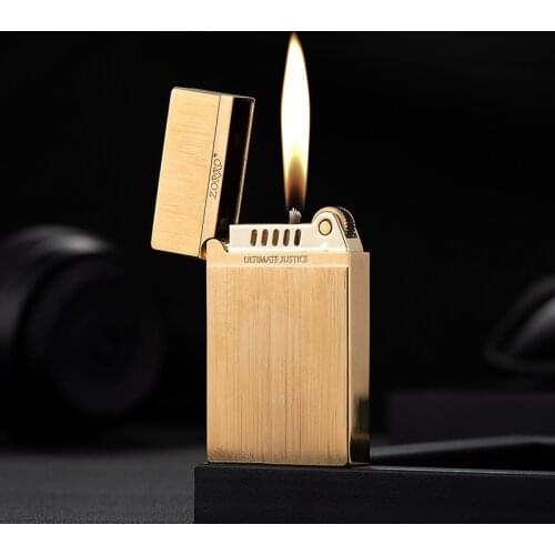 Modern Simple Retro Gold and Silver Windproof Original Copper Durable Cigarette Kerosene Ciagr Candle Lighter Gadgets for Men