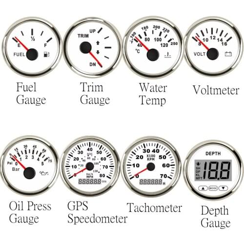 52mm 0-190ohm Fuel level/Water Temperature/Oil Pressure/Voltmeter/ Depth/Trim Gauge 85mm GPS Speedometer Tachometer RPM Meter