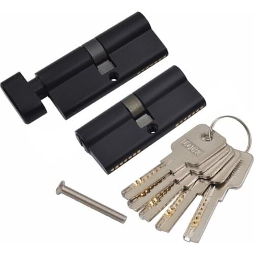 On Stock 2Pieces European Pure Brass Mortise Door Lock Cylinder Core Black Lock Gall Repair Parts + Keys