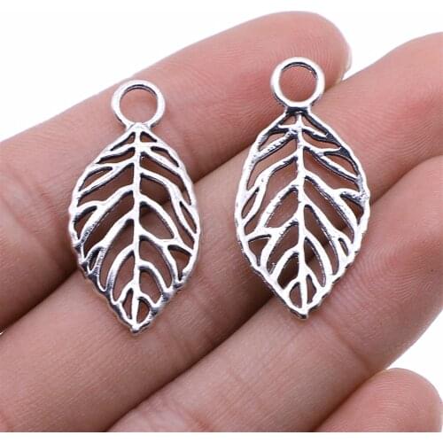WYSIWYG 10pcs Charms Leaves 16x32mm Antique Silver Color Gold Color Pendant Leaves Charms For Jewelry Making Jewelry Findings
