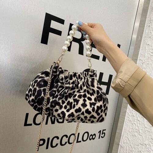 Tiger Pattern/Zebra Pattern/Leopard Pattern Mini Elegant Tote Bags For Women 2021 New Sexy Nightclub Handbag Pearl Chain Hobos