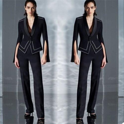 2 Piece Women Suits Cool Girl Fashion Custom Made Blazer Suit For Women Set Fit Slim Girl Pant Suits