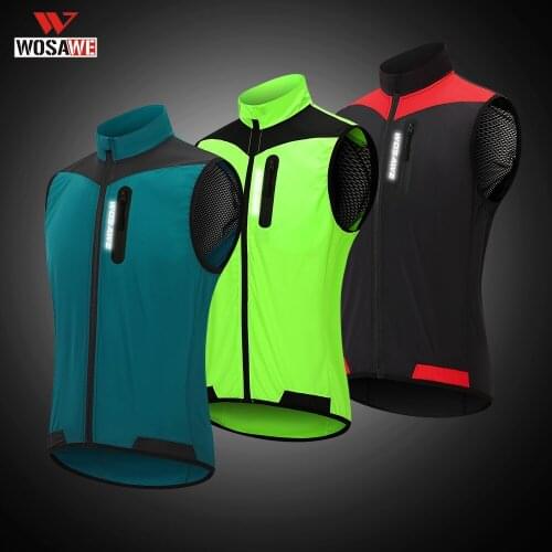 WOSAWE Cycle Vest Mens MTB Downhill Sleeveless Jacket Cycling Vest Bicycle Jersey Mountain Bike Windproof Reflective