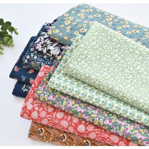 1meter 100% cotton small flowers printing fabric for Childrens skirt dress DIY Summer clothes bag handwork fabric art XMT
