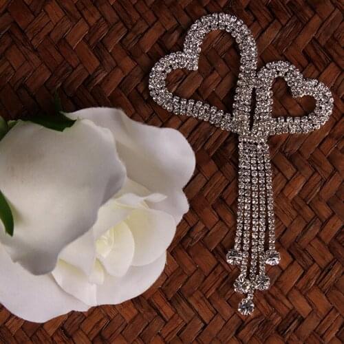 11.5 cm*7 cm HEART Crystal Rhinestone Appliques for Wedding Dresses Garments Shoes Decor Sewing Silver Gold Rhinestone Trims