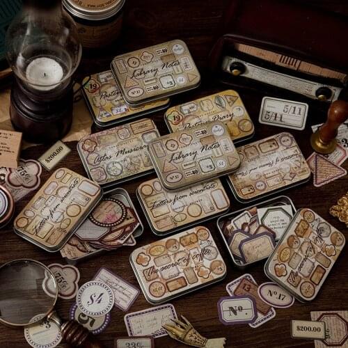 40pcs/vintage label collection tin box Adhesive Stickers hand account diary bottle label scrapbook Korean stationery stickers