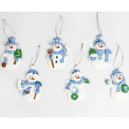 6Pcs Christmas Ornaments Eye-catching Cartoon Shape Rubber Miniature Xmas Tree Hanging Ornaments for Home