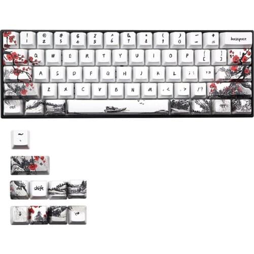 71 Keys Wangjiang Plum Blossom Keycap Dye Sublimation OEM Mechanical Keyboard Keycap For GH60 XD64 DZ60 GK61 GK64