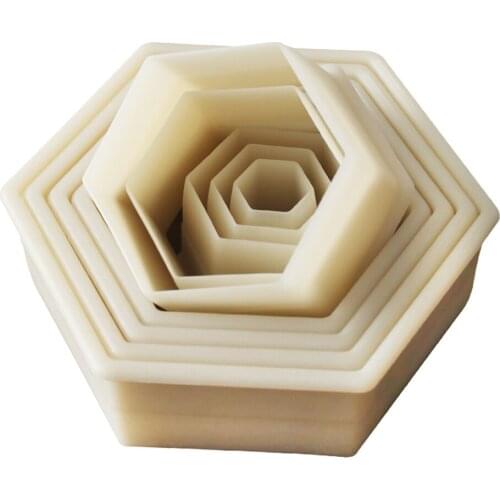 9pcs/set Hexagonal Food-grade Plastic Cutting Die Fondant Fruit Biscuit Cutting Die Fondant Cake Decoration Mold Wholesale