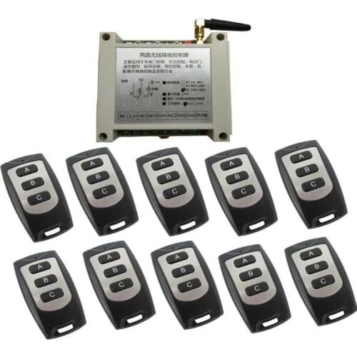 433mhz garage door/motor/projection screen/blinds AC 220 V 240 V 250V 380V 2 CH RF Wireless Remote Control 30A relay 433mhz