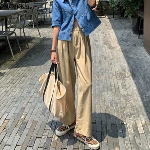 Casual Pants Women Spring Students Korean Style All-match Loose Trousers Female Pure Color Full Length Streetwear Trendy Mujer