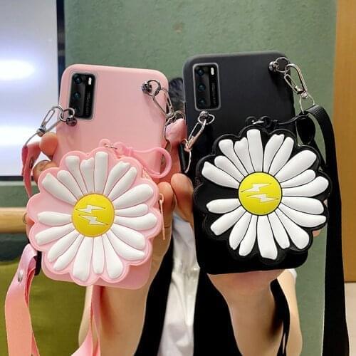 3D Little Daisy Phone Case for Xiaomi mi 10 LITE 5G CC9 CC9E 9SE 8 Redmi Note 9 s 7 8 Pro 8T 7A 8A Soft Cover Wallet bag Lanyard