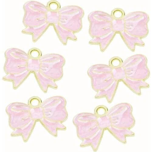 20Pcs/Lot Enamel Sweet Bow-Knot Charms Beauty Rosette Pendant For Women Necklaces Earrings Making Handmade Jewelry