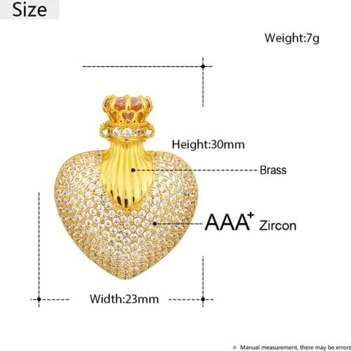 ICEOUTBOX Heart Perfume Bottle Pendant Necklace With Plus Big Pink Crystal Pendants Cubic Zircon Mens Hip Hop Jewelry Chain