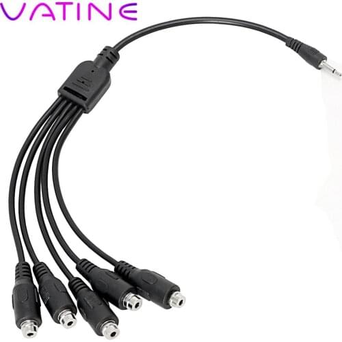 IKOKY 5 in 1 Adapter Cable Electro Stimulation Electric Shock Accessories Sex Toys for Couple for Penis Ring Anal Plug
