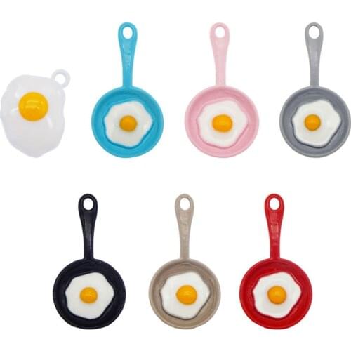 Julie Wang 7PCS Enamel Charms Mixed Fried Egg And Pan Pendants Alloy Bracelet Jewelry Making Accessory