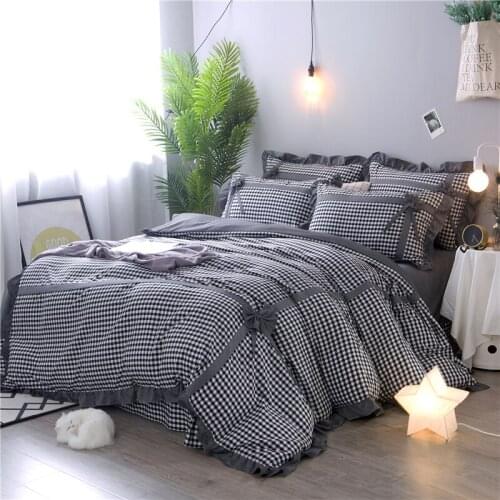 2018 new Plaid Bedding set 4 Piece Set Queen Bed Set Duvet Cover Bed Sheet set Pillowcases Soft Bedclotehs for