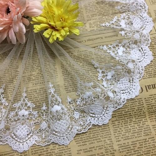 Nigeria Lace Fabric White Craft Sewing Material DIY Handmade Country Style Embroidery Curtain Clothes Accessories 18cm Wide