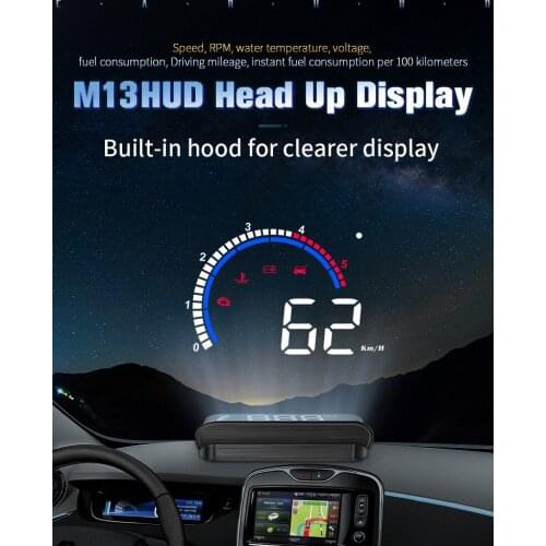 M13 Car HUD Head-Up Display OBD2 Overspeed Warning System Projector Windshield Auto Electronic Voltage Alarm Display