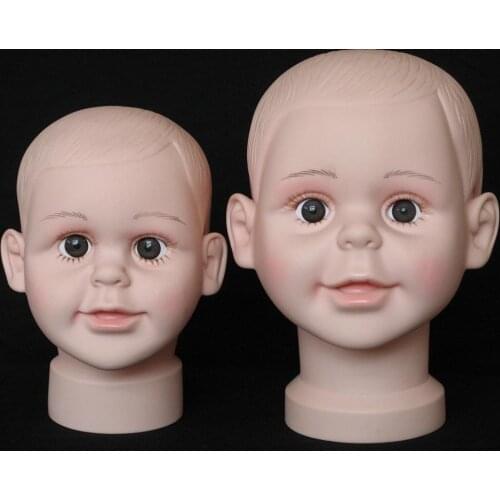 Little Kid Boy Mannequin Head PVC Children Hat Display Mold Headwear Cap Holder