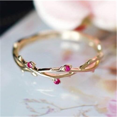 Milangir Dainty Tree Branch Leaves Rings for Women Jewelry CZ Stone Laurel Wreath Wedding Rings Party s