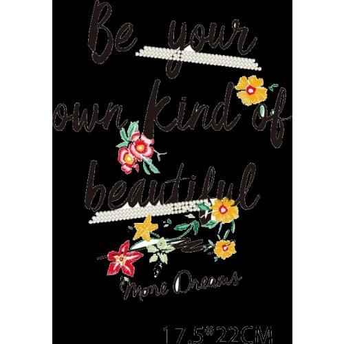 Fashion Botany Beautiful Flower Letter Iron On Heat Transfer DIY Women T-shirt Clothing Patches Washable Accessory Sticker