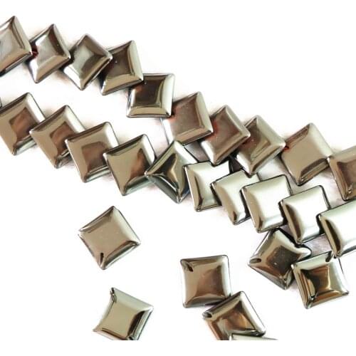 Fashion black hematite Iron ore stone 12mm 14mm new diagonal square loose beads diy jewelry B244